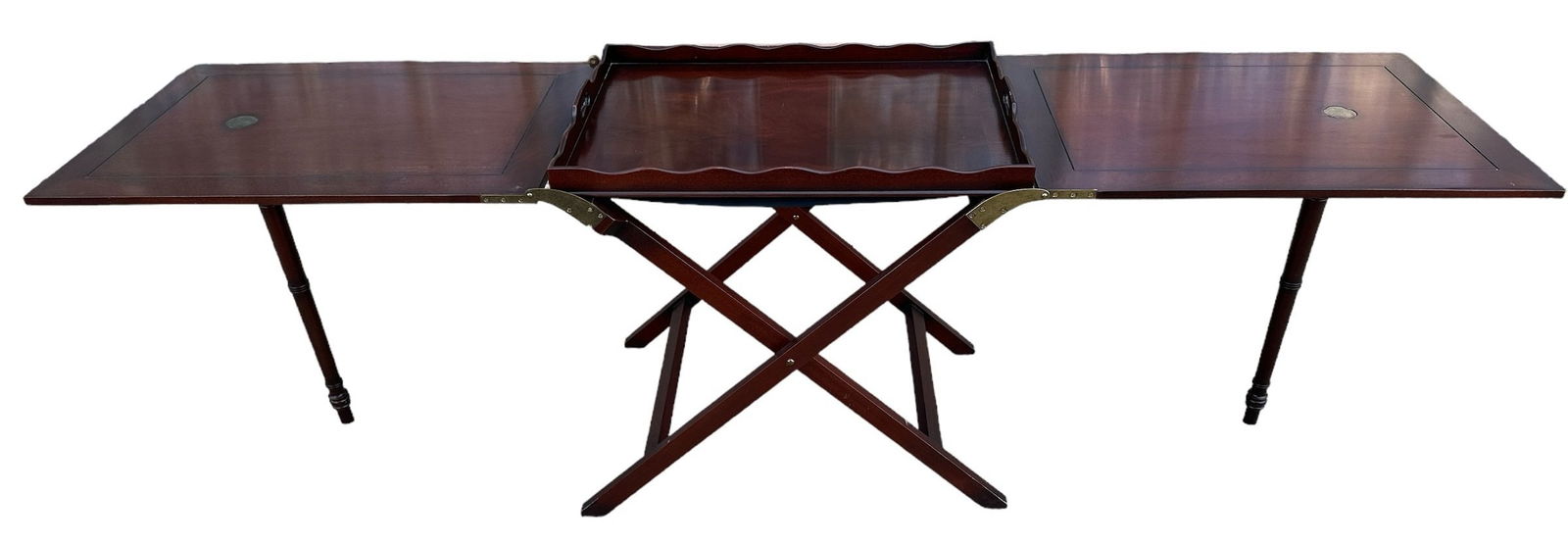 BAKER Furniture Walnut Campaign Serving Tray Table (1 of 8)
