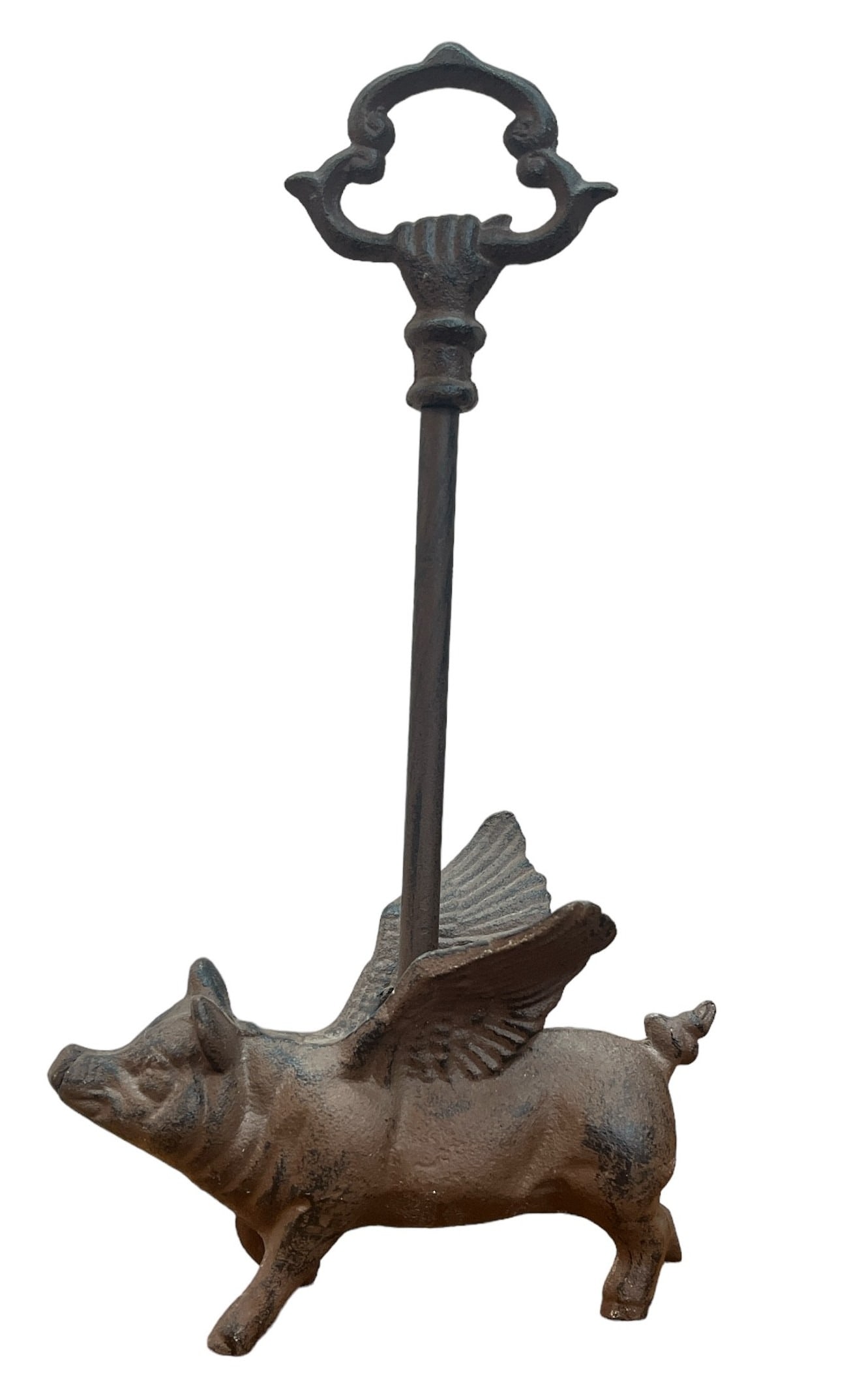 Vintage Flying Pig Cast Iron Door Stop w/ Handle (1 of 3)