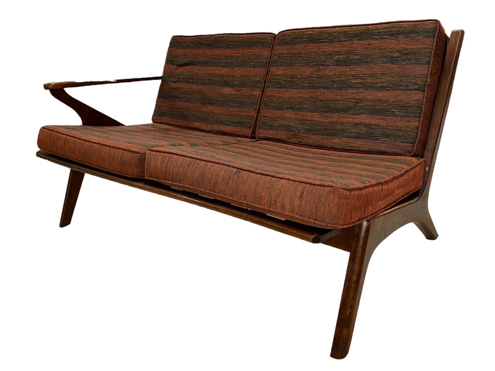 PAUL JENSEN for Selig Mid Century Z Settee: 26" H to back x 17" H to seat x 50" L x 32" D.