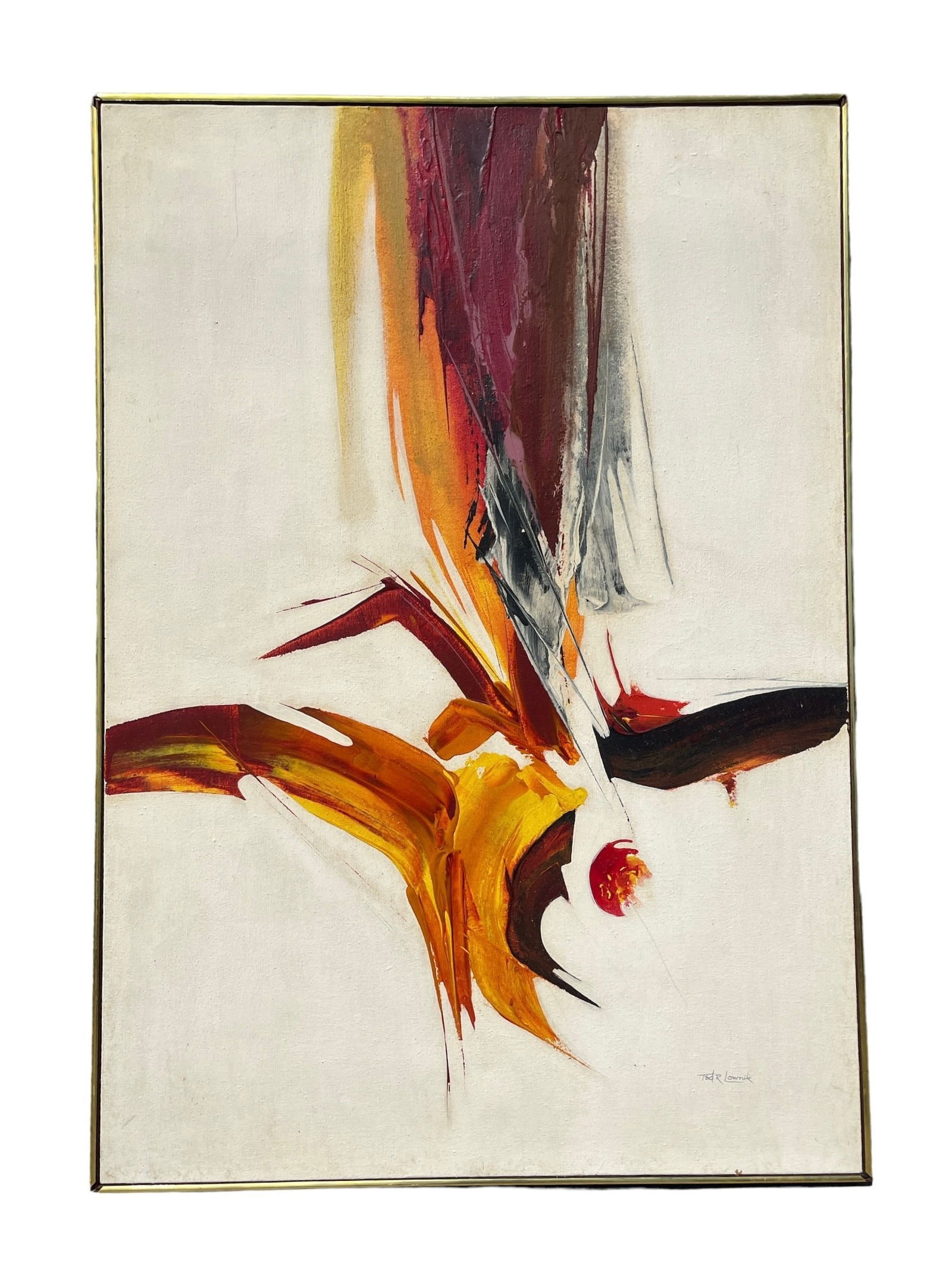 Mid Century TED LOWNIK Abstract Oil on Canvas, Signed (1 of 3)