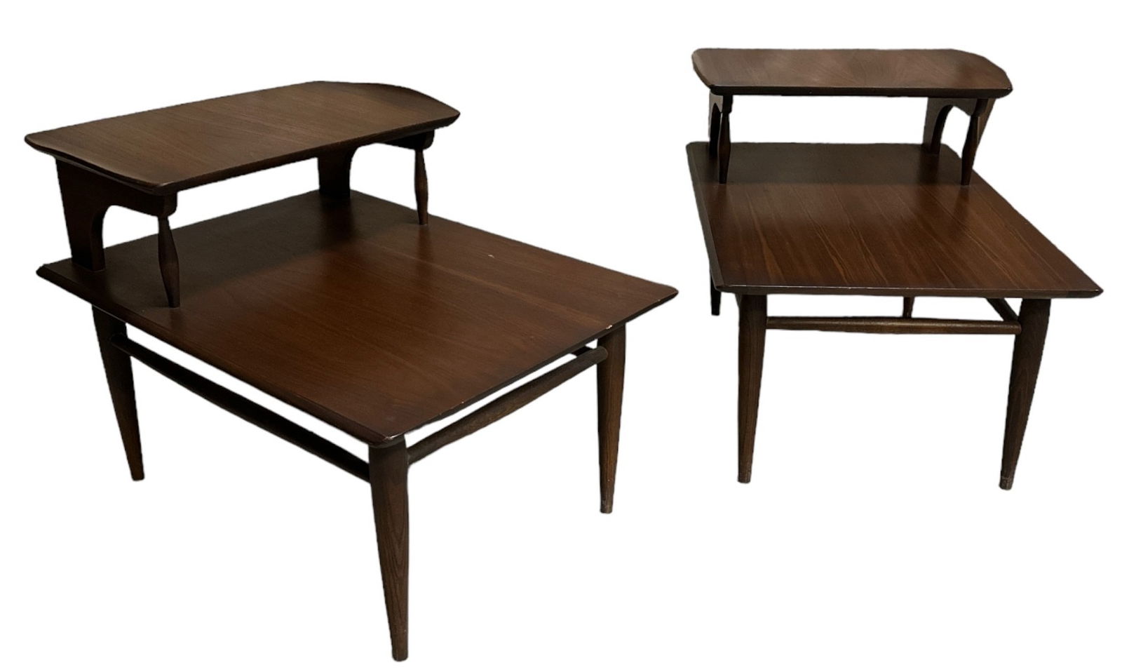 Pair Walnut Mid Century Step End Tables LANE? (1 of 6)