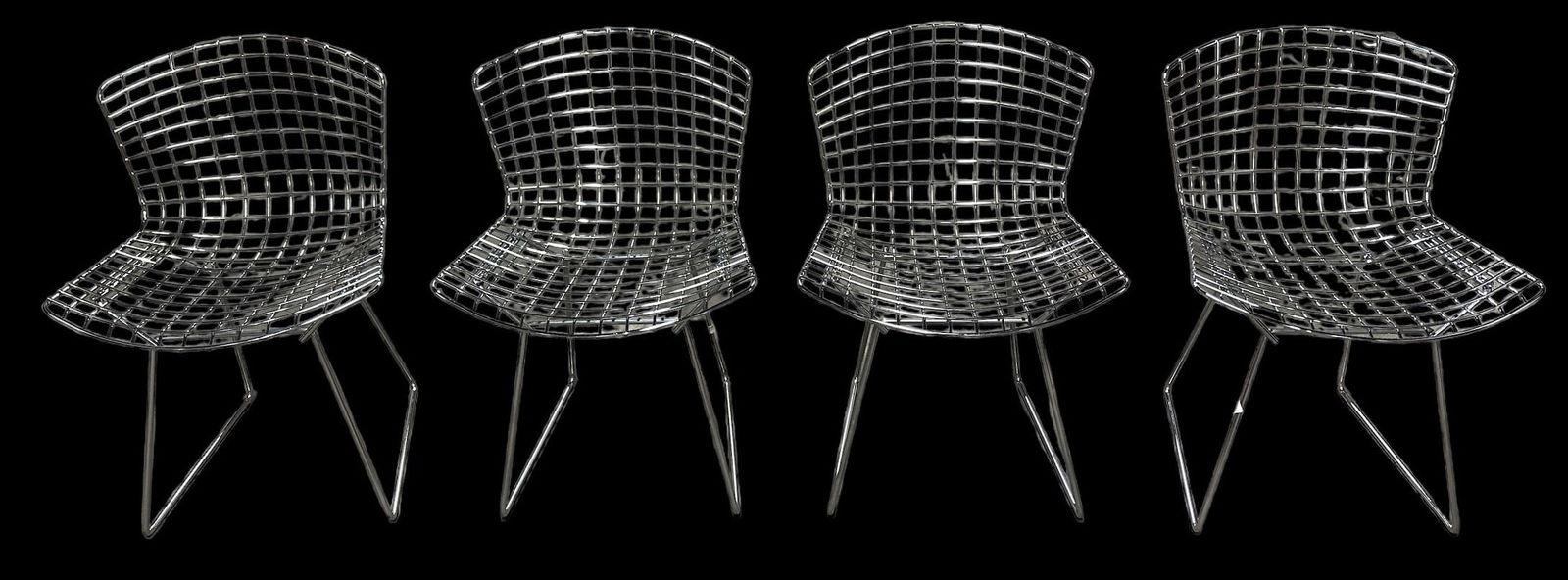 Mid Century HARRY BERTOIA For KNOLL Set of 4 Chairs: Each measure 30" H to back x 17" h to seat x 21" W x 21" D.