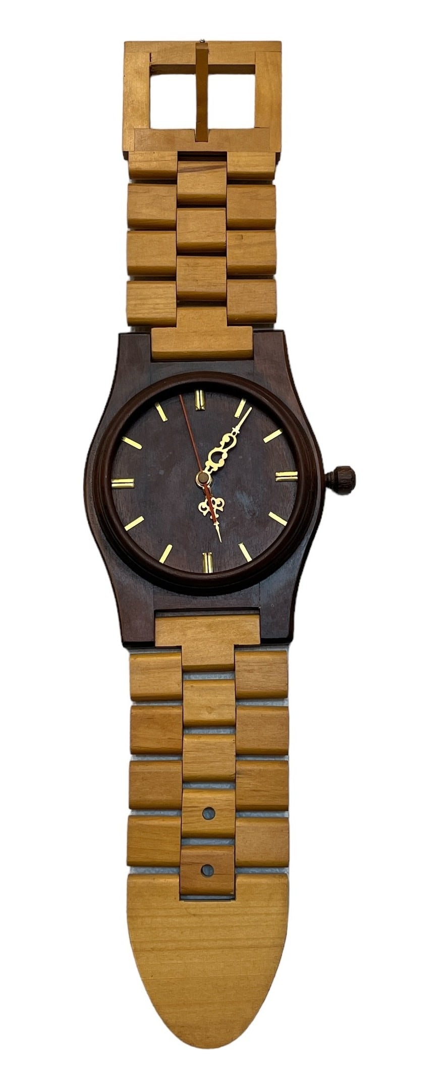 Mid Century Carved Wood Watch Wall Clock (1 of 5)