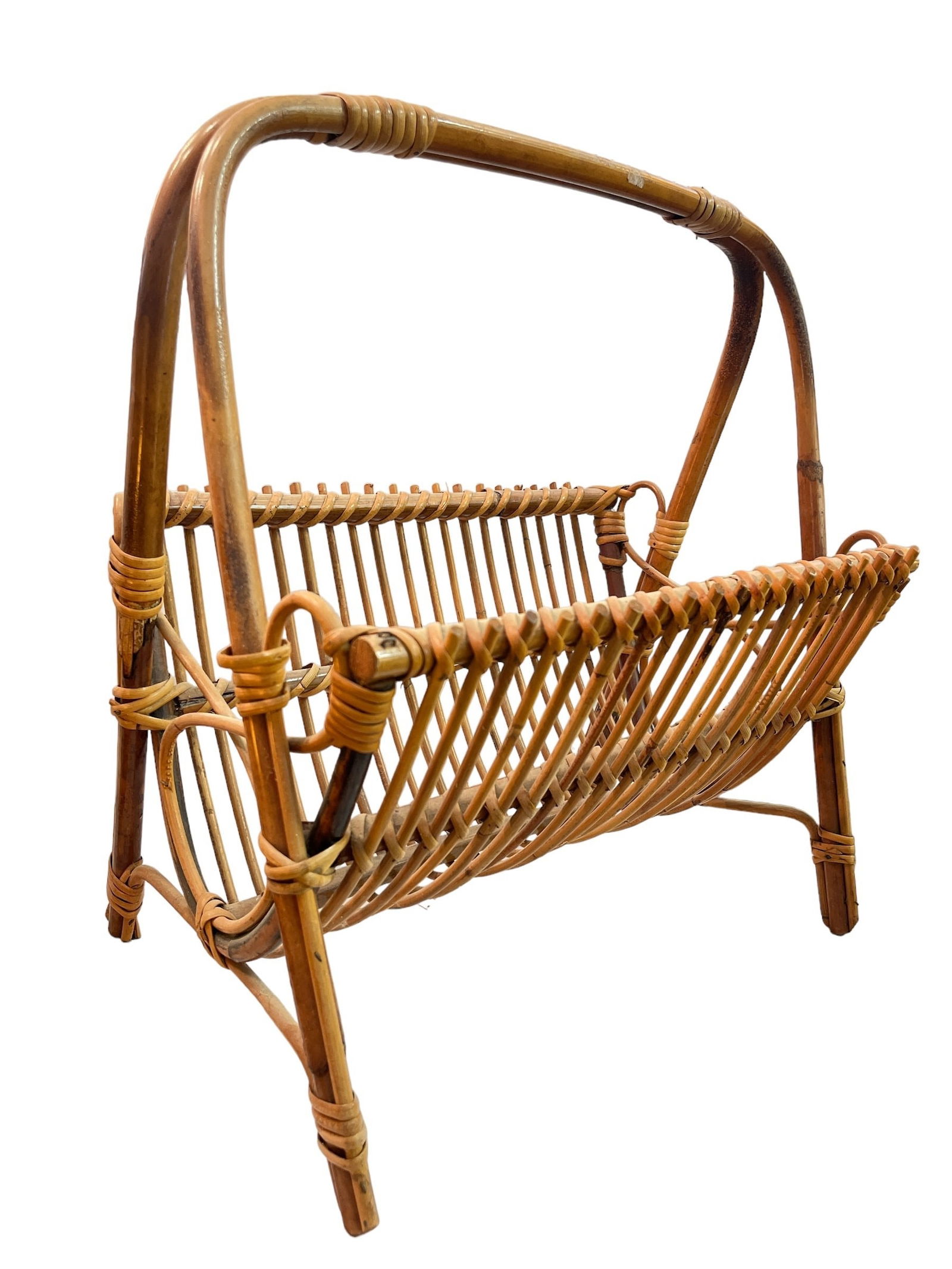 Mid Century Bamboo & Rattan Magazine Rack (1 of 3)