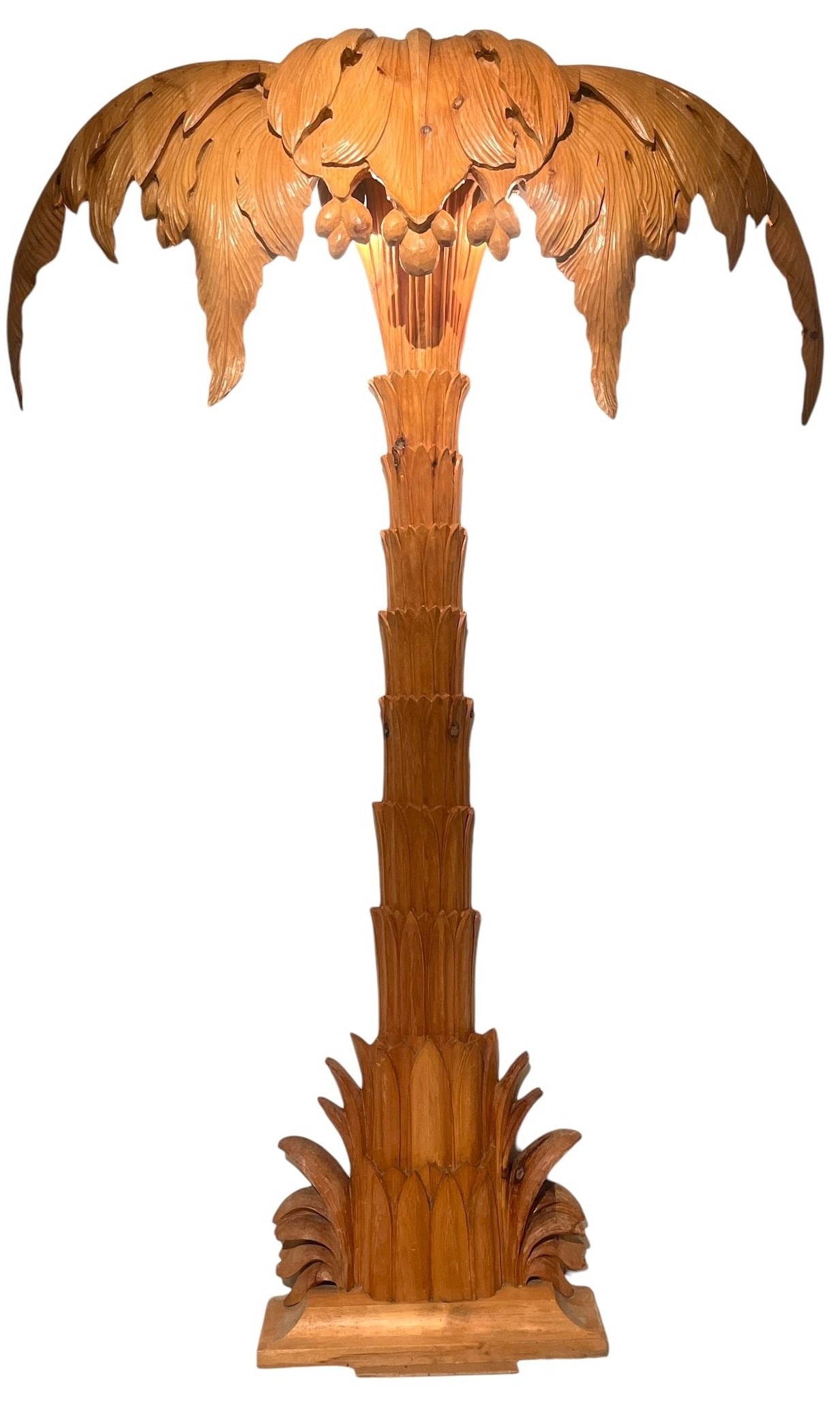 Massive Italian Carved Wood Palm Tree Floor Lamp (1 of 8)