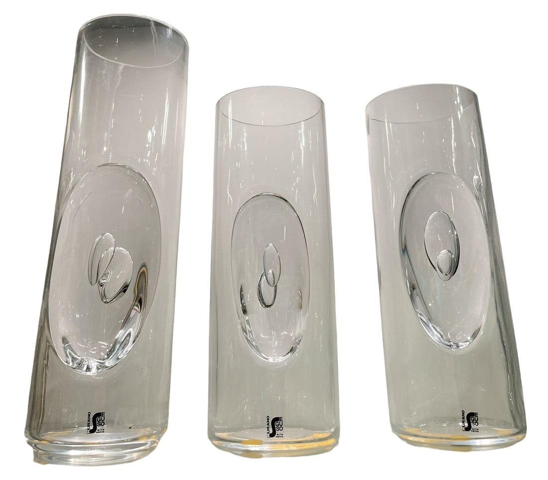 Three Italian ARTE VETRO For MURANO Glass Controlled Bubble Vases (1 of 4)