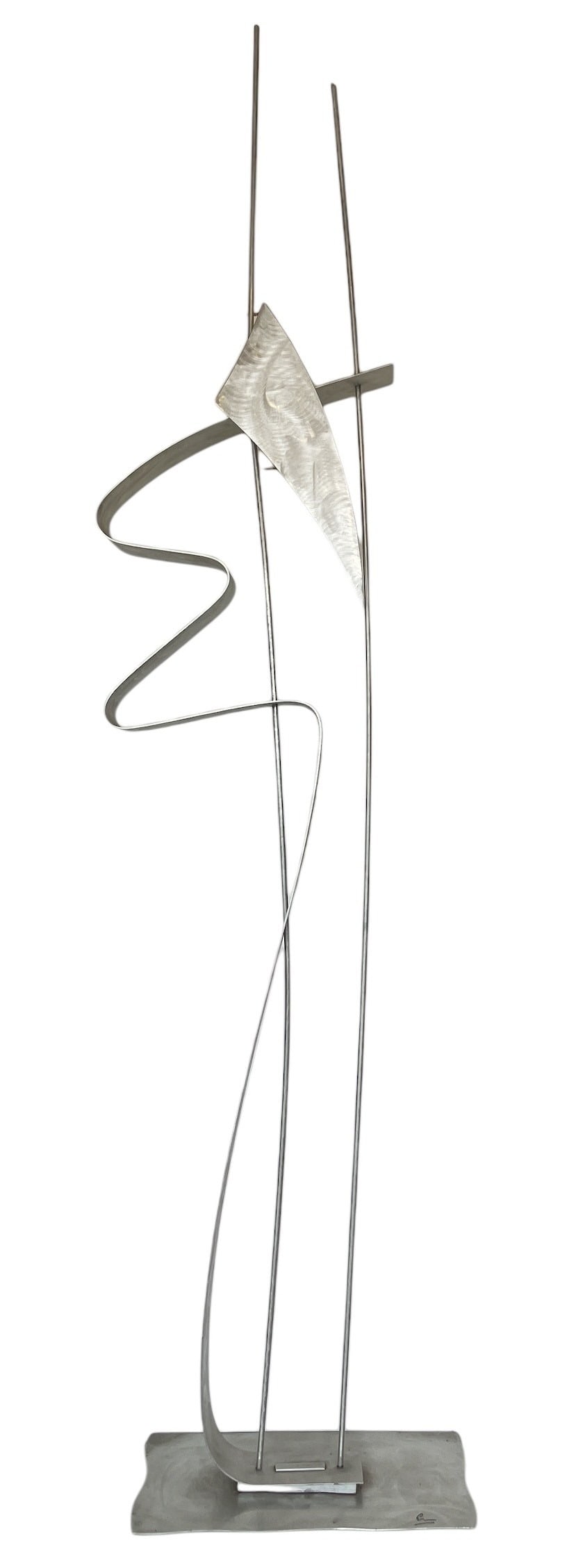 Large Post Modern Brushed Aluminum Sculpture, Signed, ALLIAGE (1 of 6)