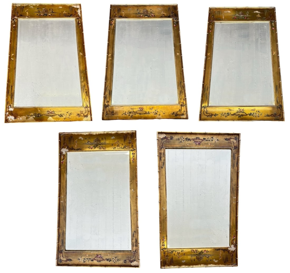 Five Italian Faux Bamboo LA BARGE Style Chinoiserie Wall Mirror (1 of 7)