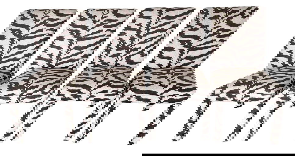 Set Of 4 Post Modern Zebra Print Dining Chairs