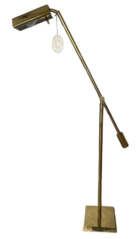 Mid Century Modern FREDERICK COOPER Brass Floor Lamp: Comes with original tag. 58" H x 9" W x 9" at the base. This item is located at location A. Please see auction description for pick up details.
