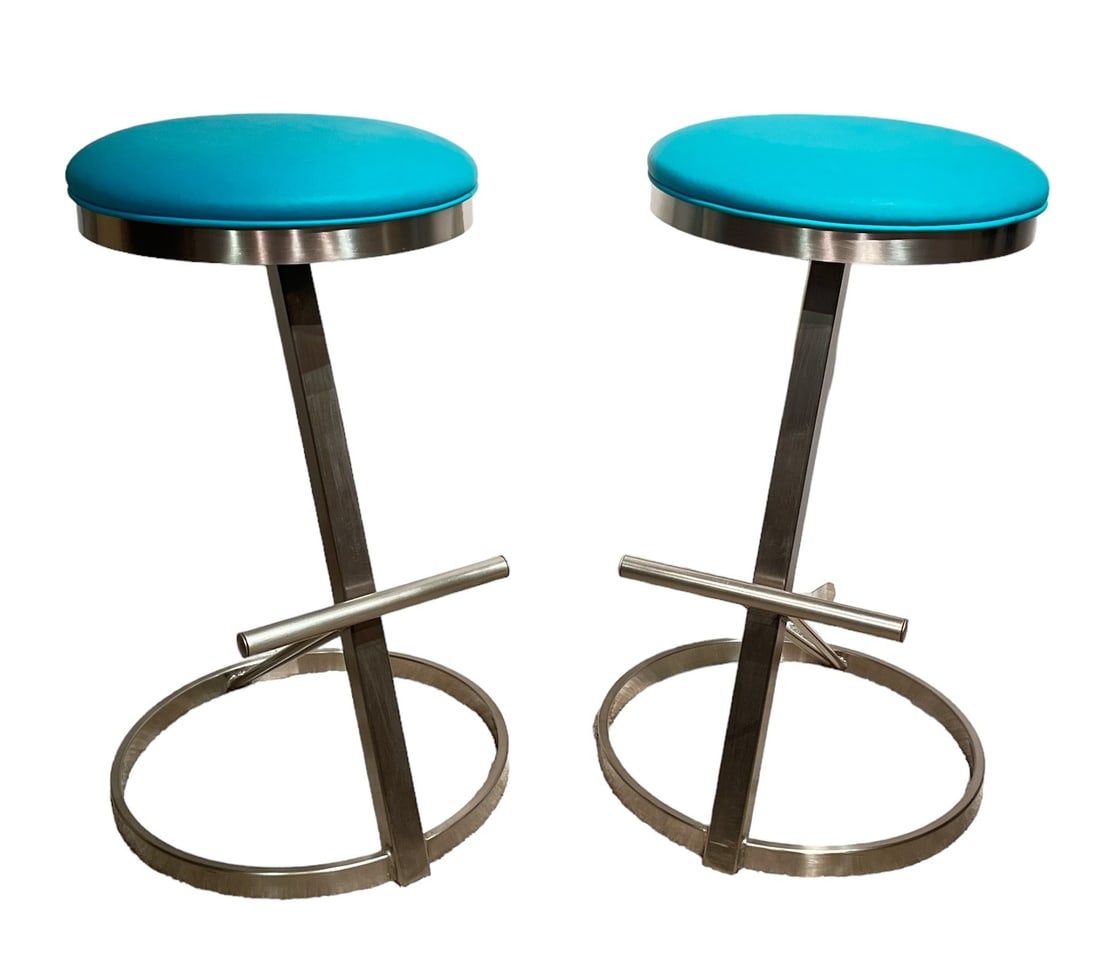 Post Modern Chrome Bar Stools, Pair (1 of 5)