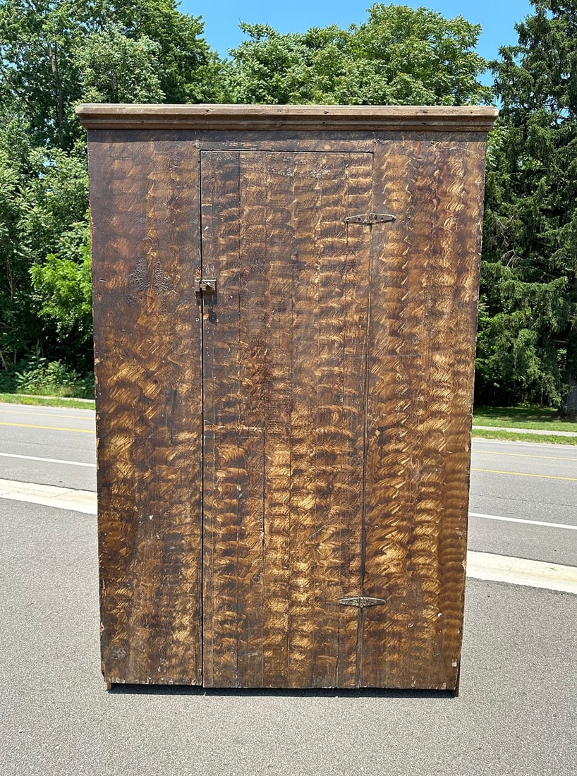 An 1800's Painted Grain Primitive Cabinet (1 of 9)