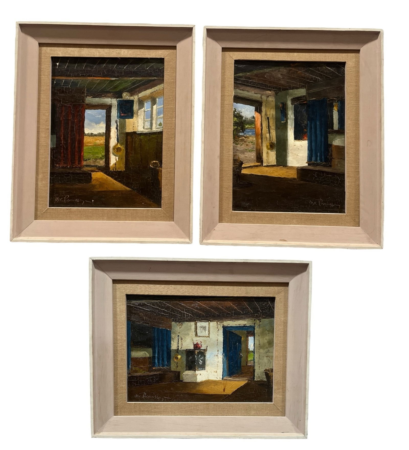 Three Oil on Canvas Works, Signed OSVALD RASMUSSEN (1 of 5)