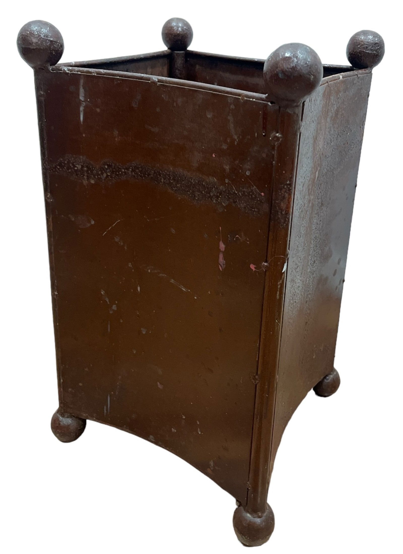 Folk Art Brutalist Metal Waste Basket (1 of 6)