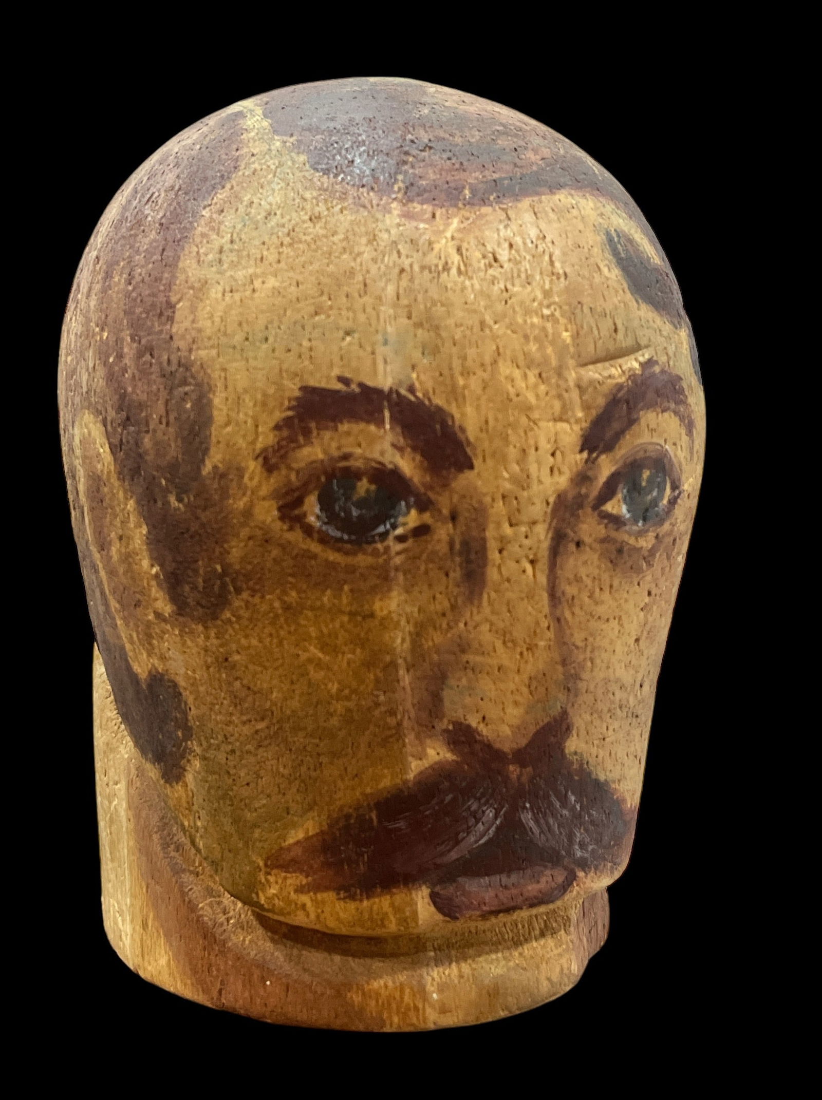 Unique Folk Art Hat Mold, Painted Man's Face (1 of 5)