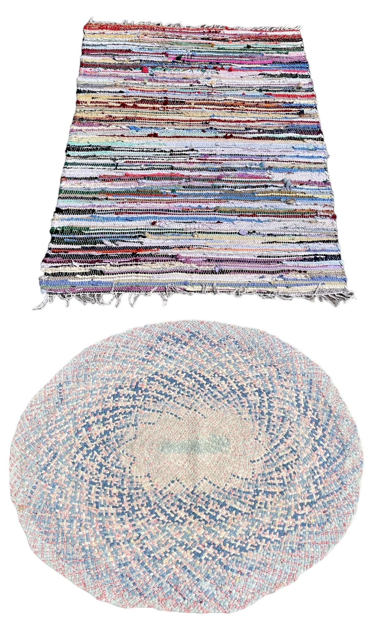 Two Vintage Handmade Rag Rugs (1 of 5)