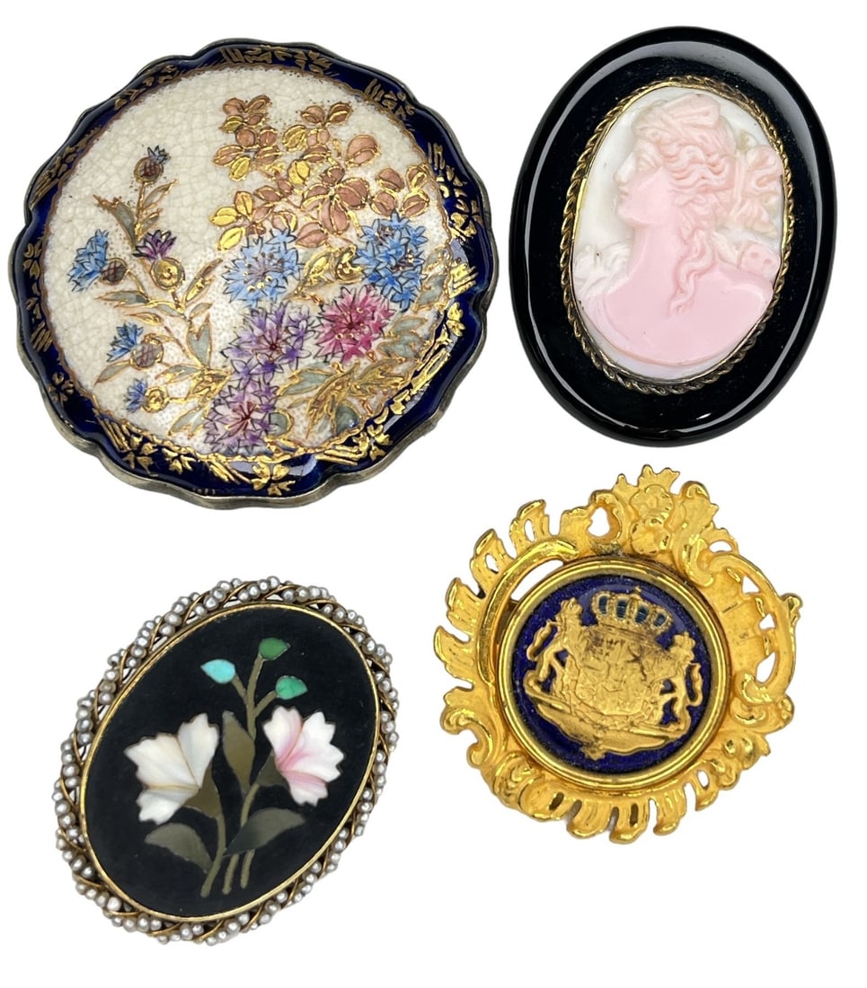 Four Victorian Style Brooches, Some 14k Gold (1 of 2)