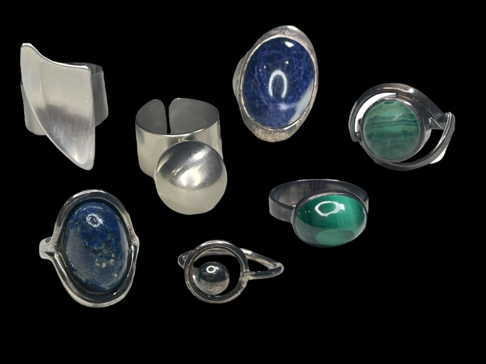 Sterling Silver & Pewter Danish Modern Rings (1 of 6)