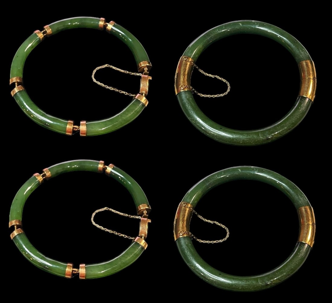 Four 14k Gold and Jade Bracelets (1 of 5)