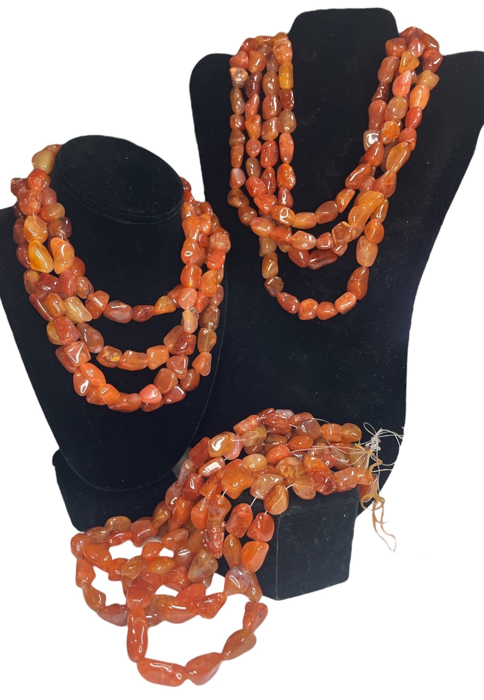 Large Collection Tumbled Carnelian Strands: All are approximately 16" total length. There are no claps, these are strands.