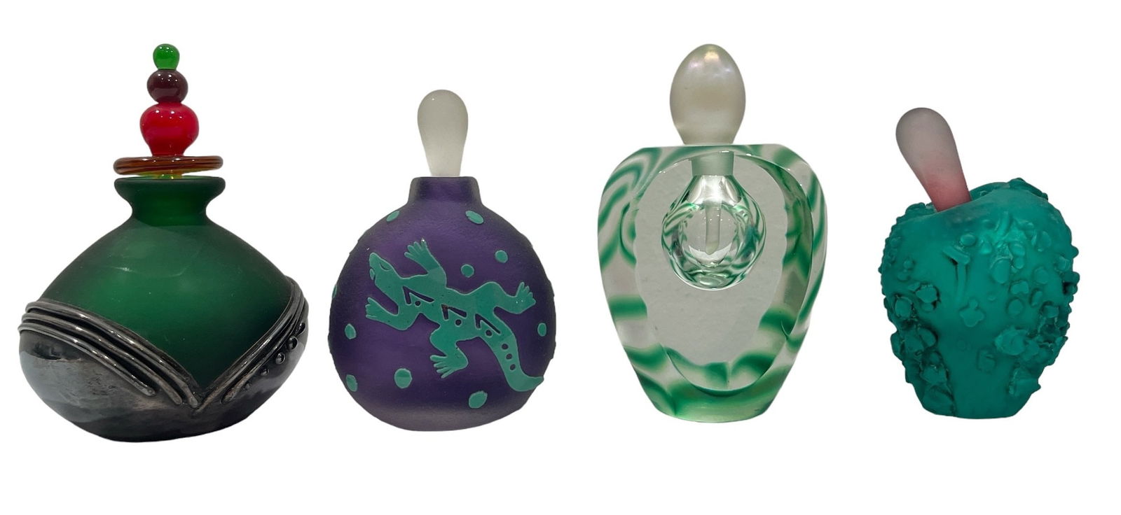 Collection Post Modern Art Glass Perfume Bottles, Domar Sterling Silver Overlay (1 of 9)