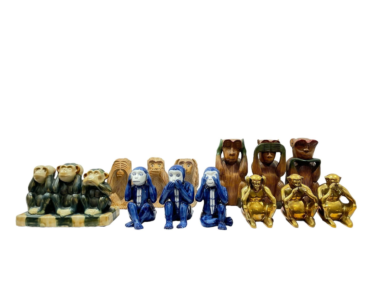 Five Large Three Wise Monkey Figurine Sets, MARSHALL FIELDS (1 of 9)