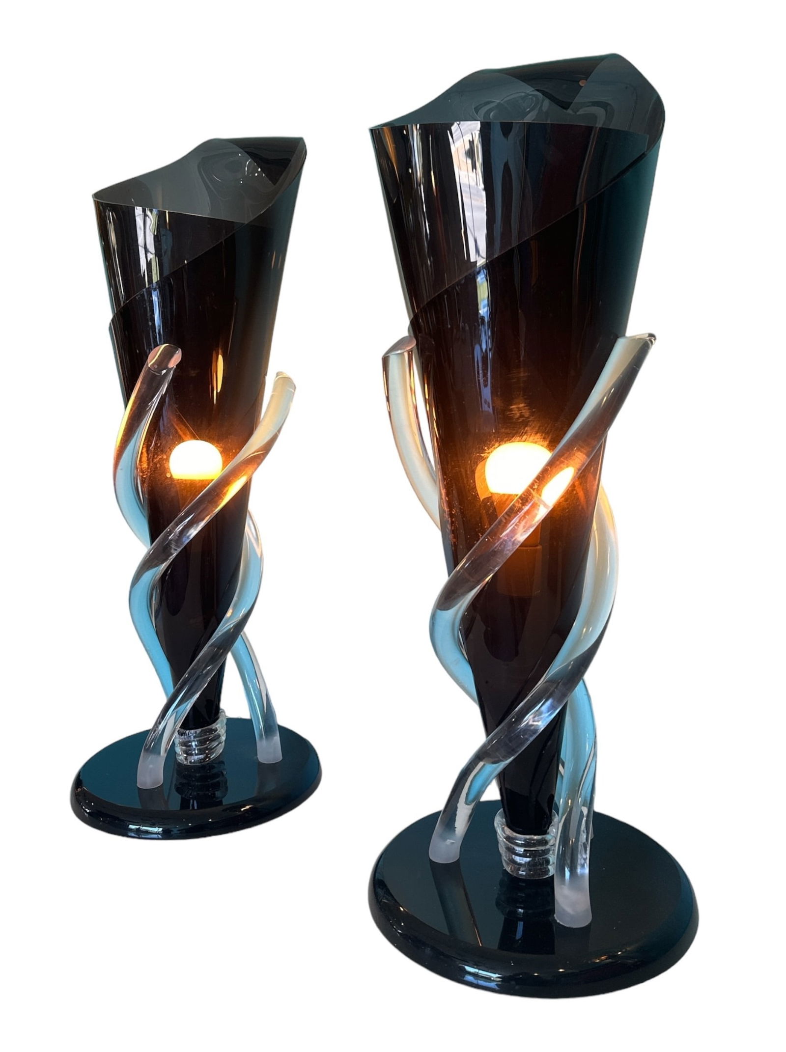 Post Modern Acrylic Table Lamps, Pair (1 of 6)