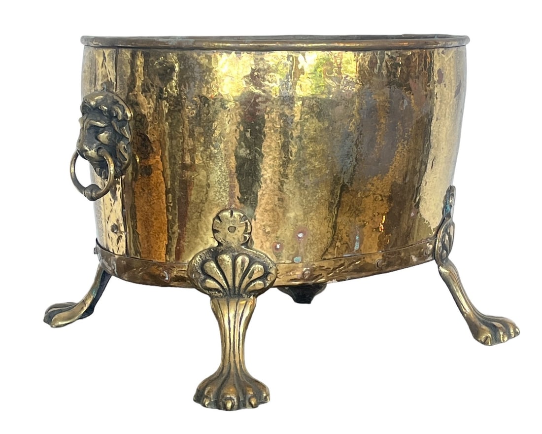 Victorian Clawfoot & Lion Brass Cachepot (1 of 7)