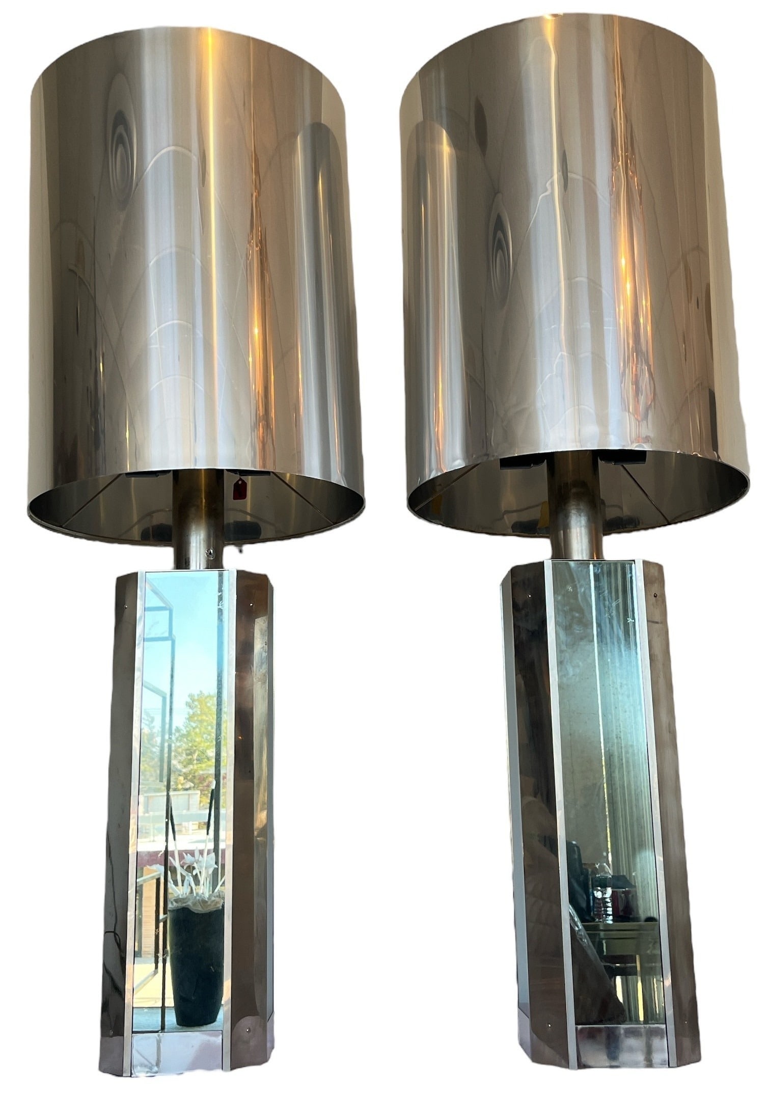 Italian Mid Century Chrome Table Lamps, Pair (1 of 5)