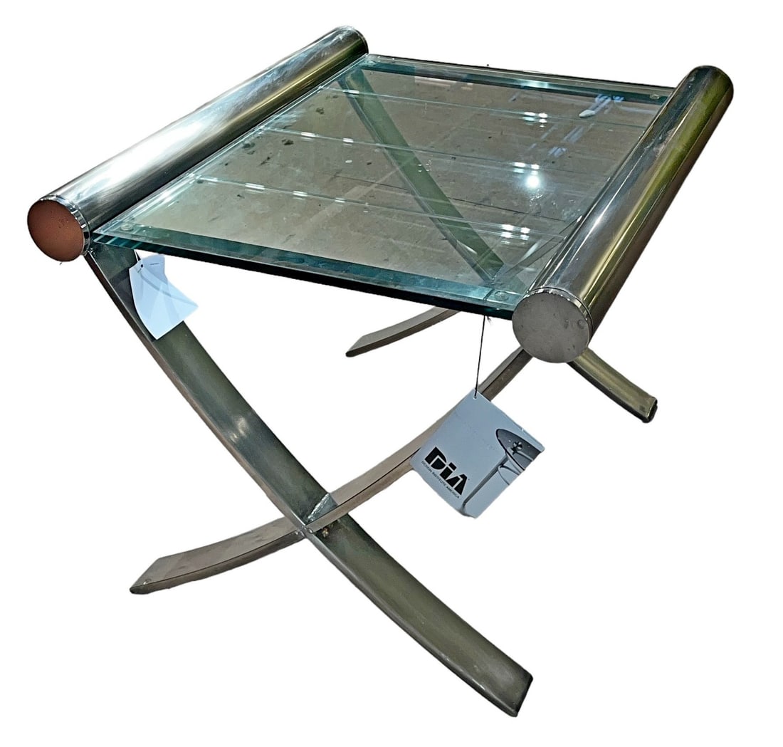 DIA Chrome & Glass X Base Side Table (1 of 4)