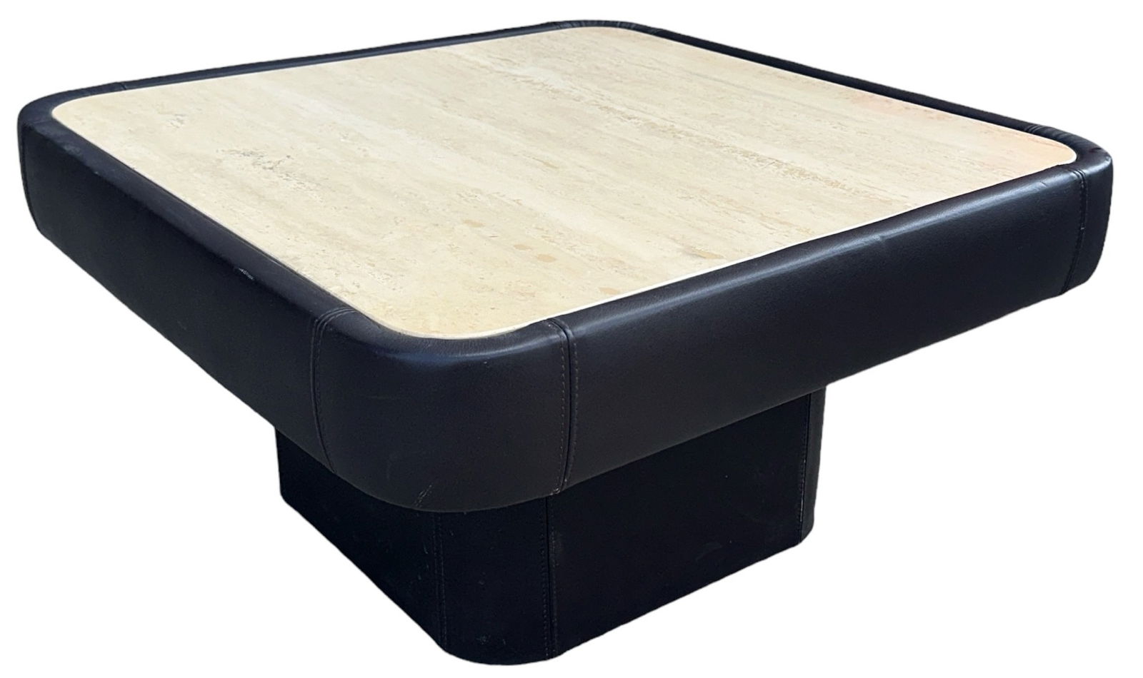 DE SEDE Leather and Travertine Coffee Table (1 of 3)