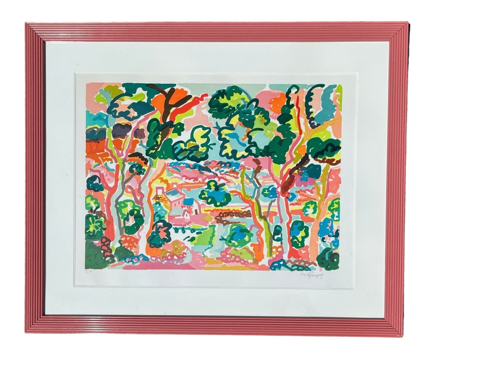 CHARLES LAPICQUE Signed Artist Proof Lithograph: 33.25" H x 40.5" W in the frame;