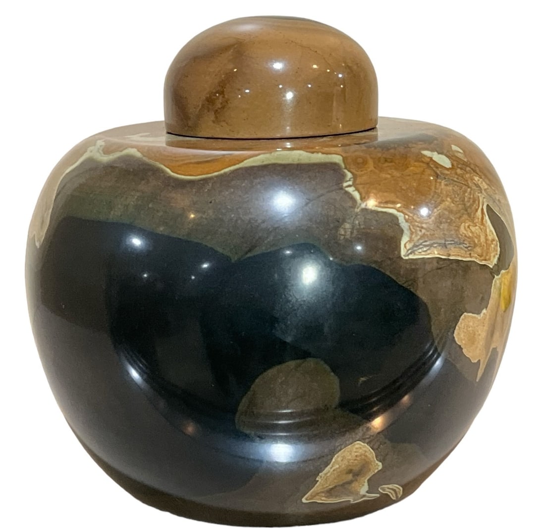 Primitive Carved Stone Ginger Jar (1 of 3)