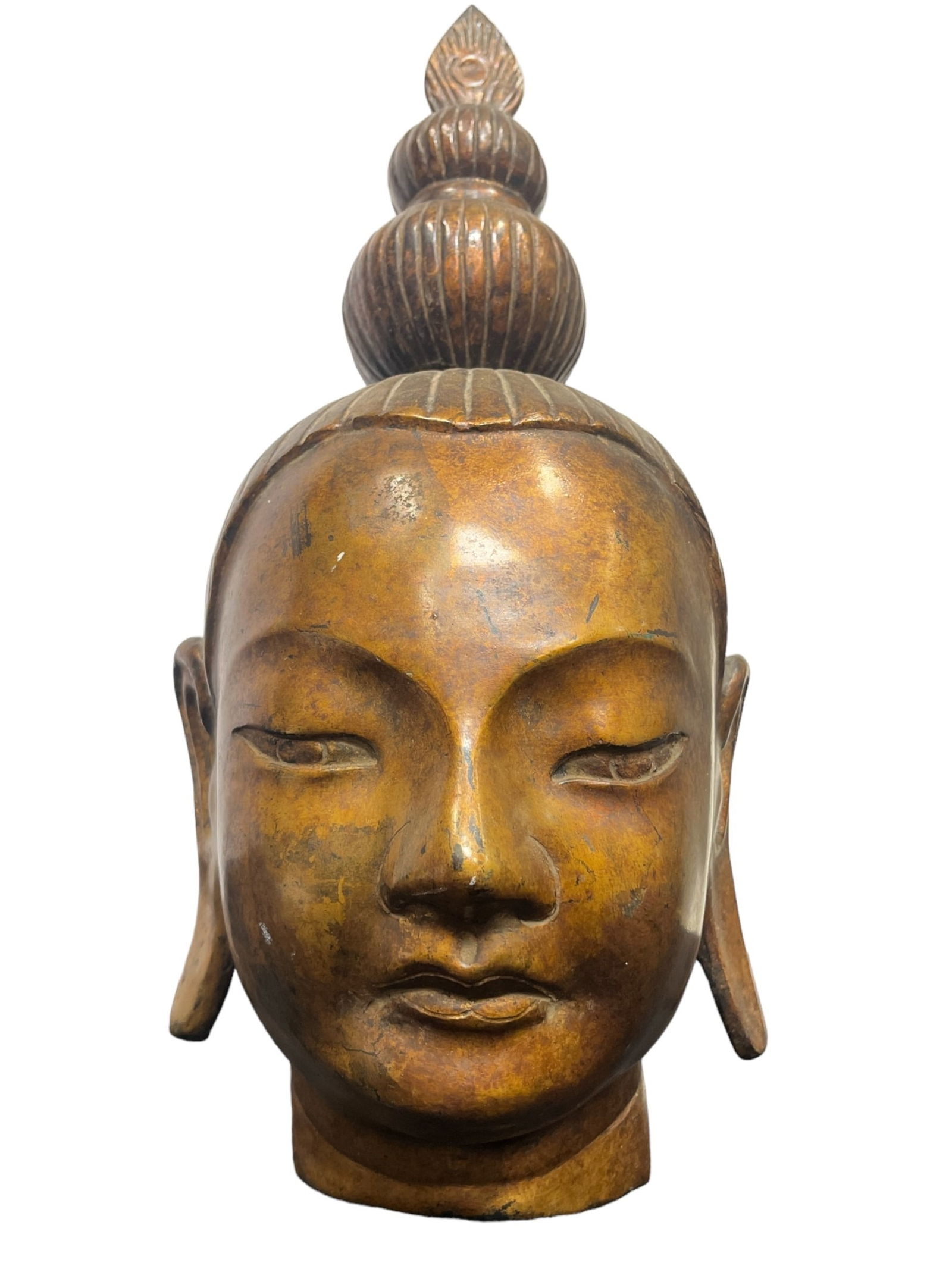 Large Brass Shakyamuni Buddha Head Sculpture (1 of 5)