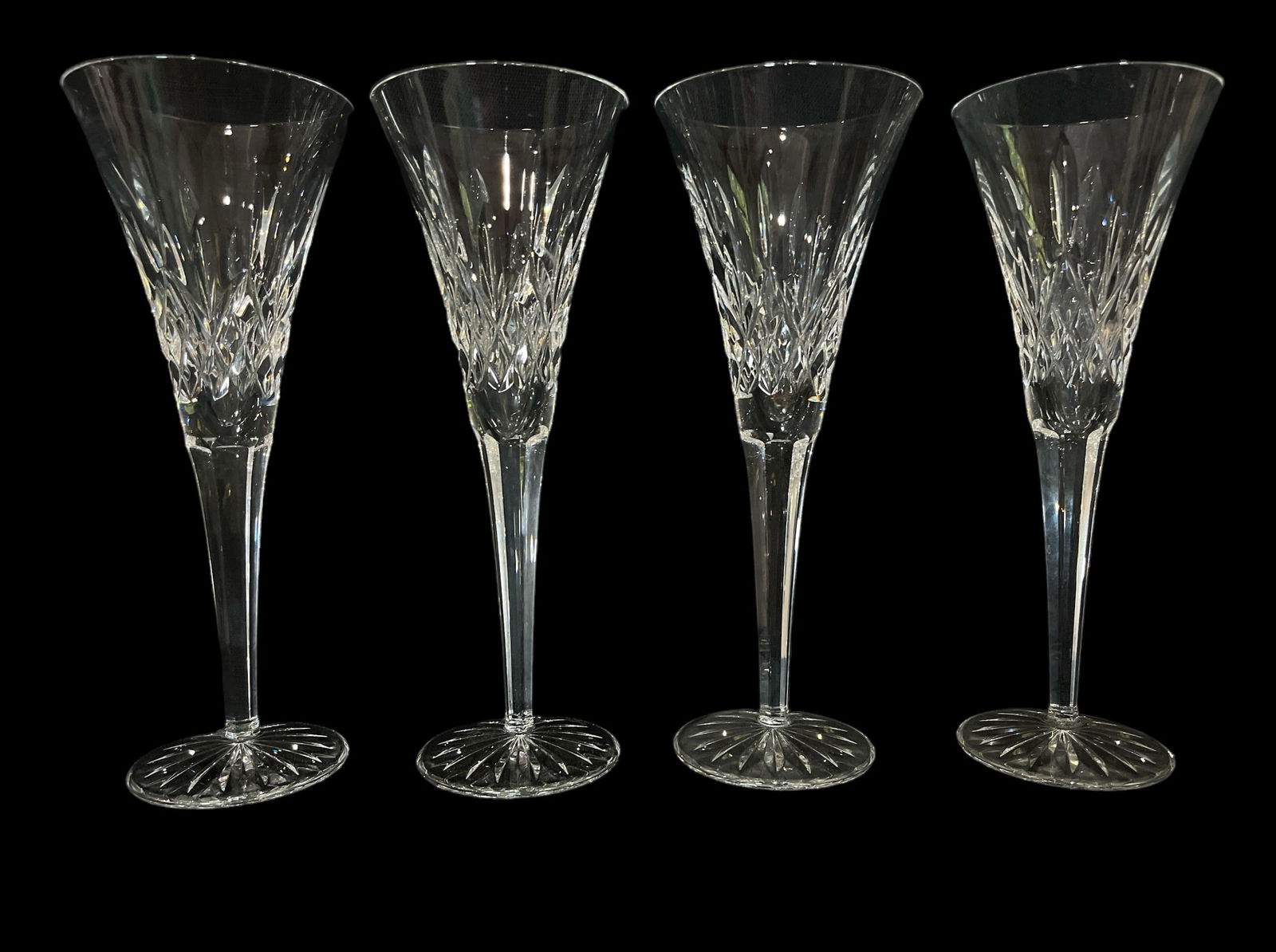 Four WATERFORD 'Lismore' Crystal Toasting Flutes (1 of 5)
