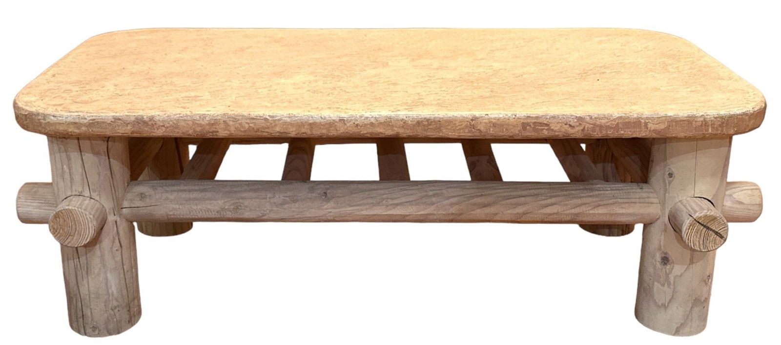 Post Modern Southwestern Pine Coffee Table: 16.5" H x 48.75" L x 24.75" D