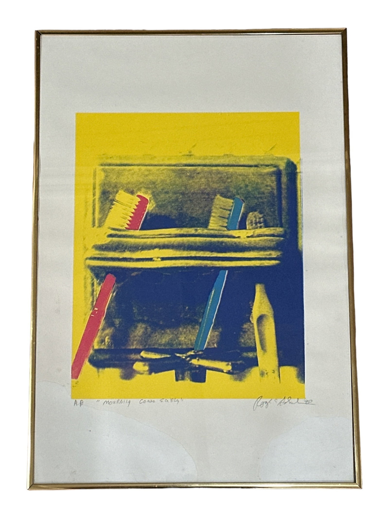"Morning Comes Early" ROGER SCHULKE Artist Proof Lithograph: 22.25" Hx 15.5" W in the frame; Signed, AP, titled and dated 1980 in lower margin