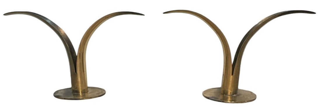 Mid Century Brass Candle Holders Made in Sweden (1 of 5)