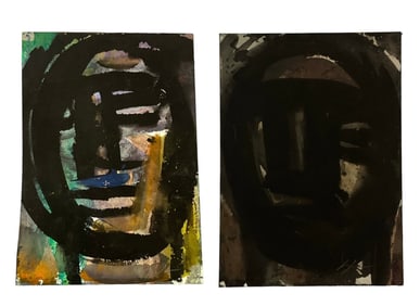 Two Abstract Watercolor Portraits, SYLVIA SCHUSTER