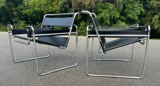 MARCEL BREUER Style WASSILY CHAIRS, Italy, Pair