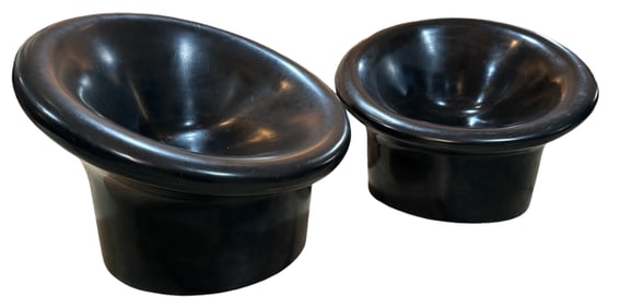 Space Age Black Mushroom Chair, Pair
