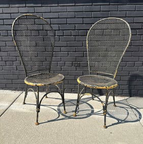 Mid Century High Back Garden Chairs, Pair