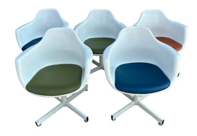 5 EAMES Style Shell Chairs, Mid Century