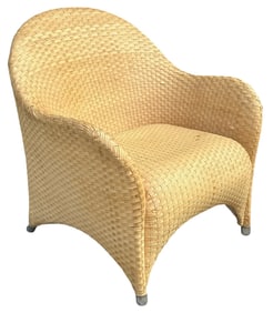 Mid Century Modern Italian Woven Leather Armchair Circa 1950's