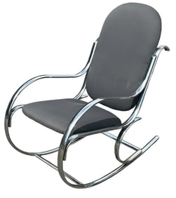 Mid Century Modern THONET Style Chrome Rocking Chair