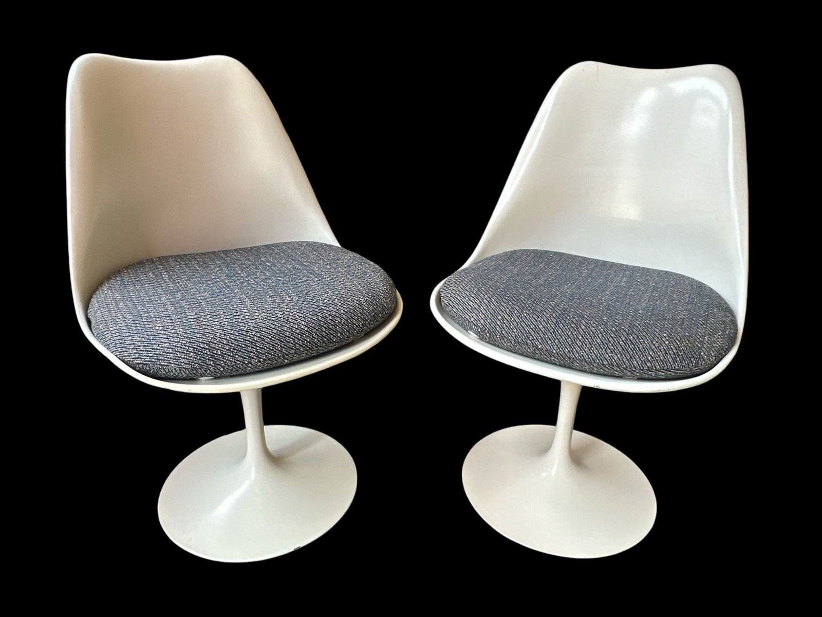 EERO SAARINEN for KNOLL Tulip Chairs, Pair: 31.5" H to back x 18.5" H to seat x 19" W x 21" D.