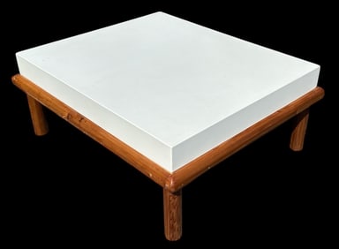 Gorgeous Mid Century Chunky Pine & Corian Coffee Table
