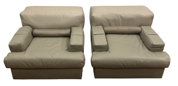 PERCIVAL LAFER Brazil Leather Armchairs, Pair