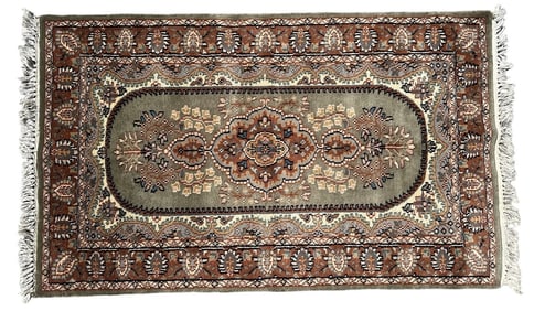 Vintage Floral Sage & Beige Tabriz Rug