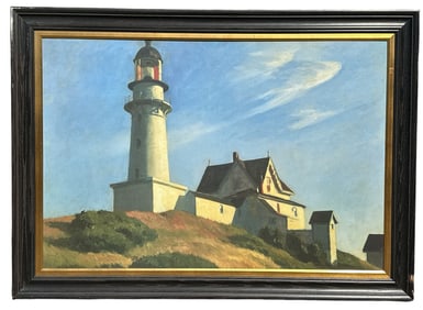 Contemporary EDWARD HOPPER Oil on Canvas Print in Frame